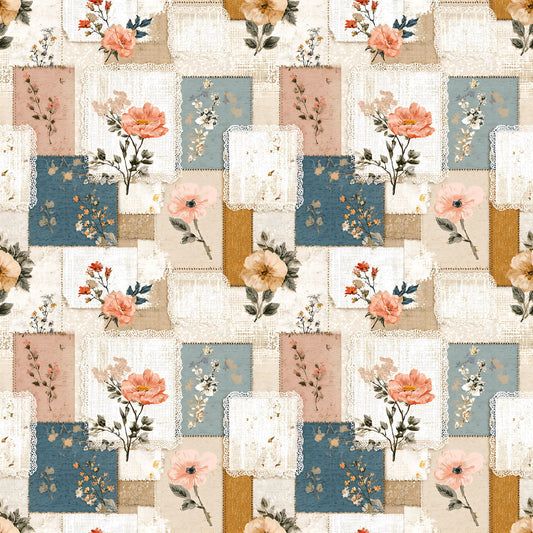 Farmhouse Cottagecore Floral Patchwork Fabric - Shop now at American Fabric Prints