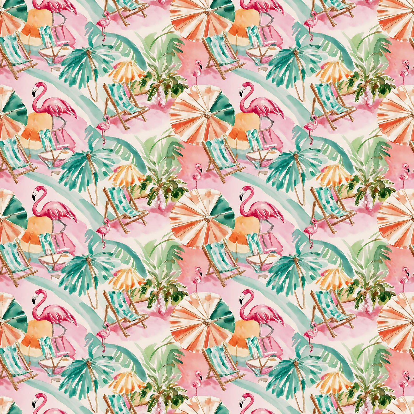 Preppy Watercolor Paradise Fabric - Shop now at American Fabric Prints