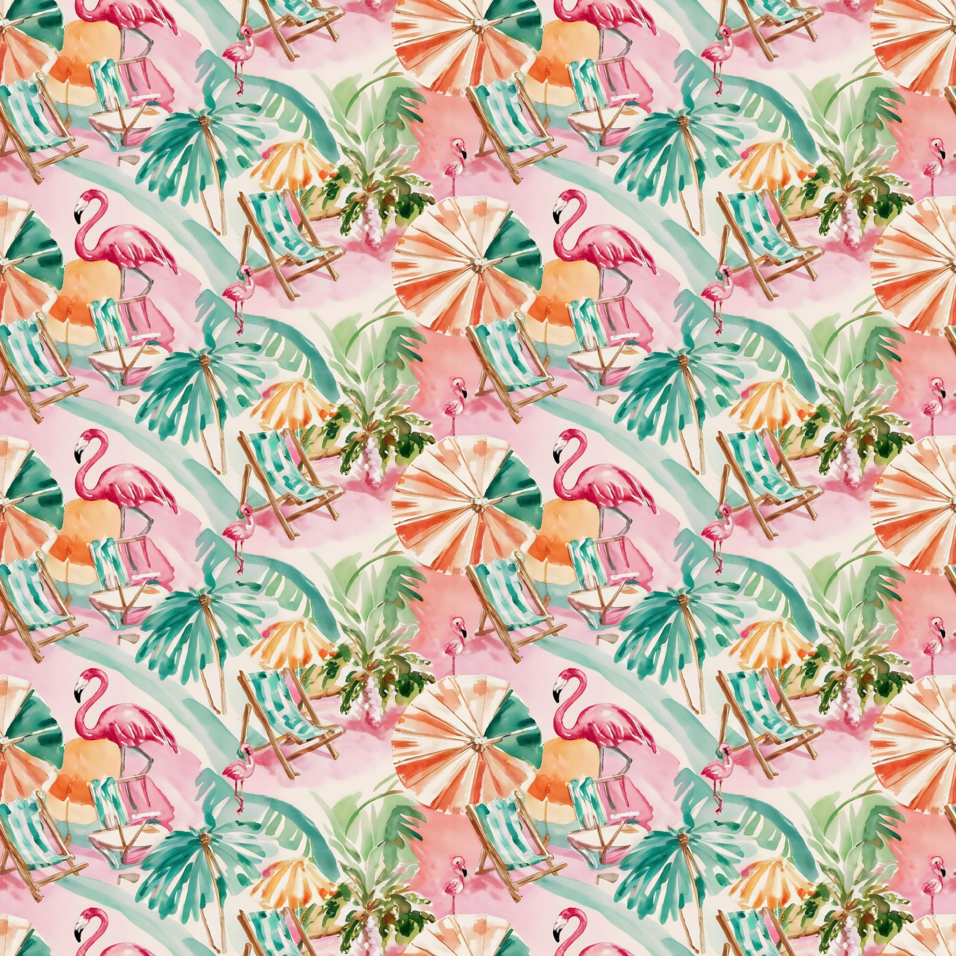 Preppy Watercolor Paradise Fabric - Shop now at American Fabric Prints