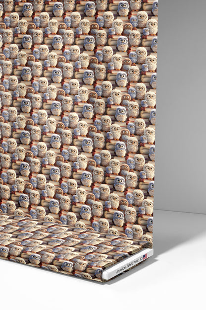 3D Book Owl Fabric - Shop now at American Fabric Prints