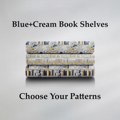 Blue+Cream Book Shelves Fabric Bundle Set - Shop now at American Fabric Prints