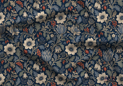 Navy Winter Berries Fabric - Shop now at American Fabric Prints