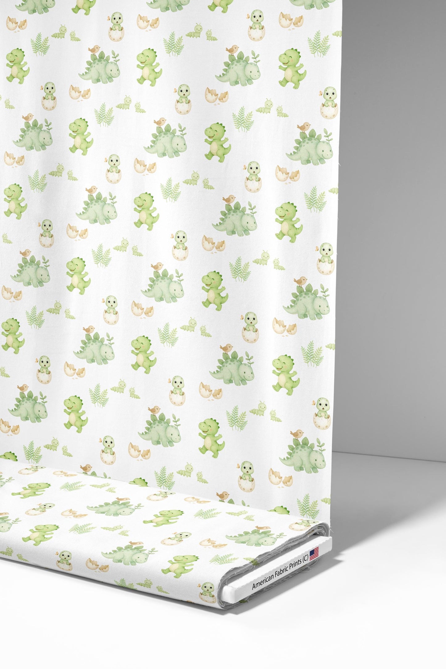 Green Baby Dinosaurs Fabric - Shop now at American Fabric Prints