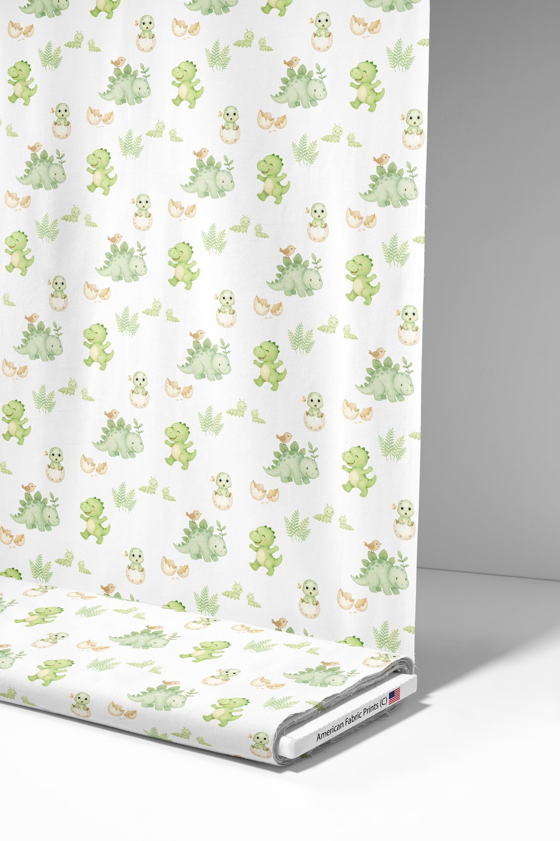 Green Baby Dinosaurs Fabric - Shop now at American Fabric Prints