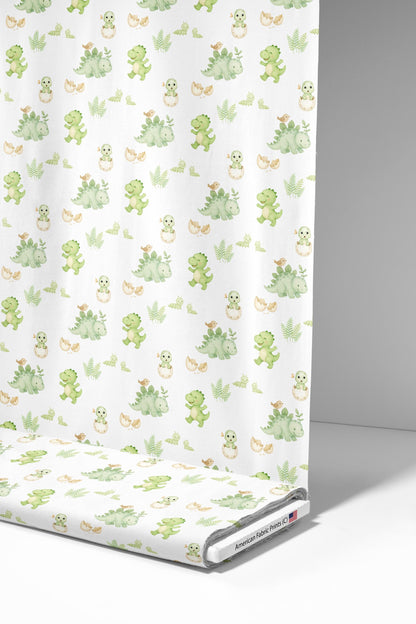 Green Baby Dinosaurs Fabric - Shop now at American Fabric Prints
