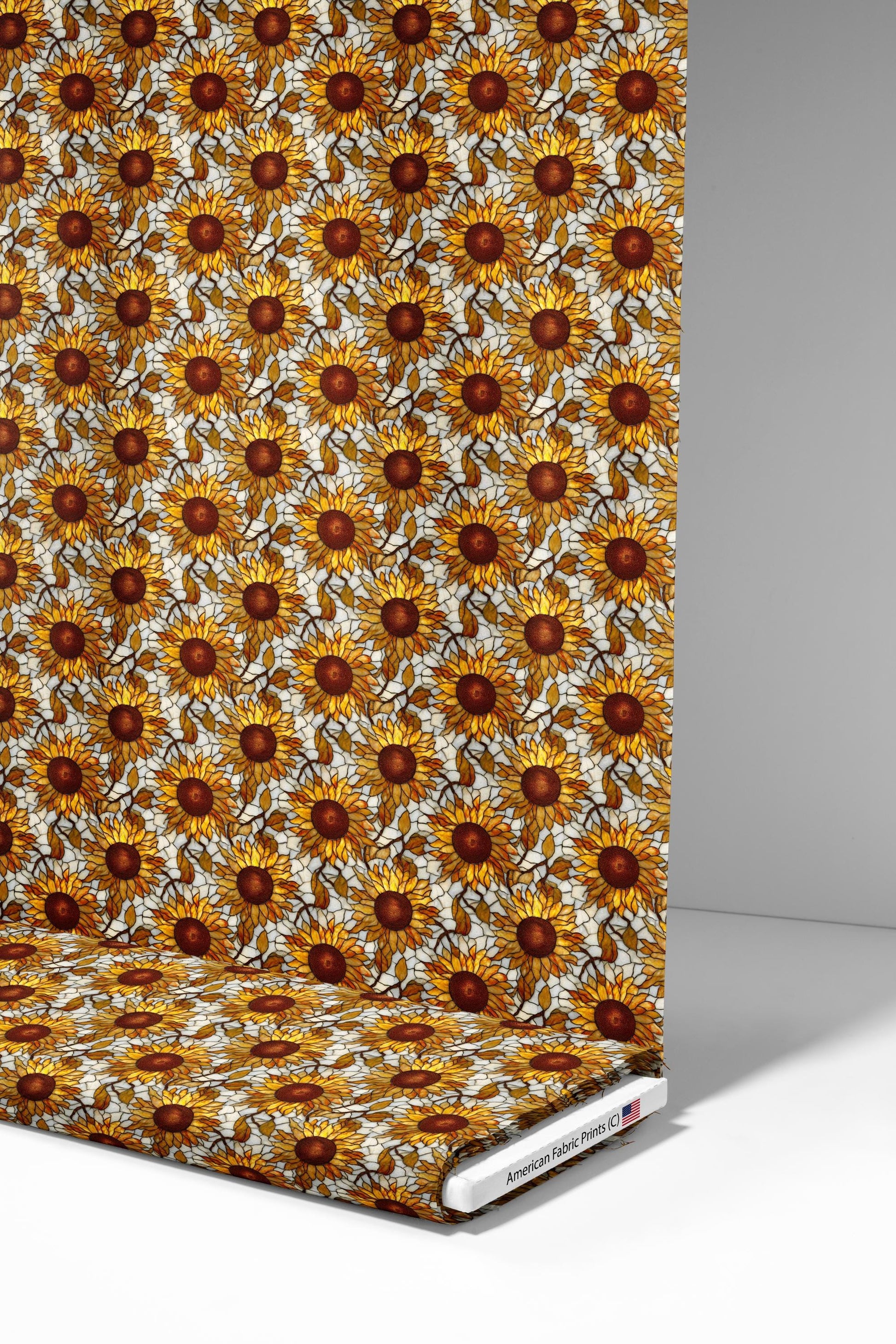 Stain Glass Sunflowers Fabric - Shop now at American Fabric Prints