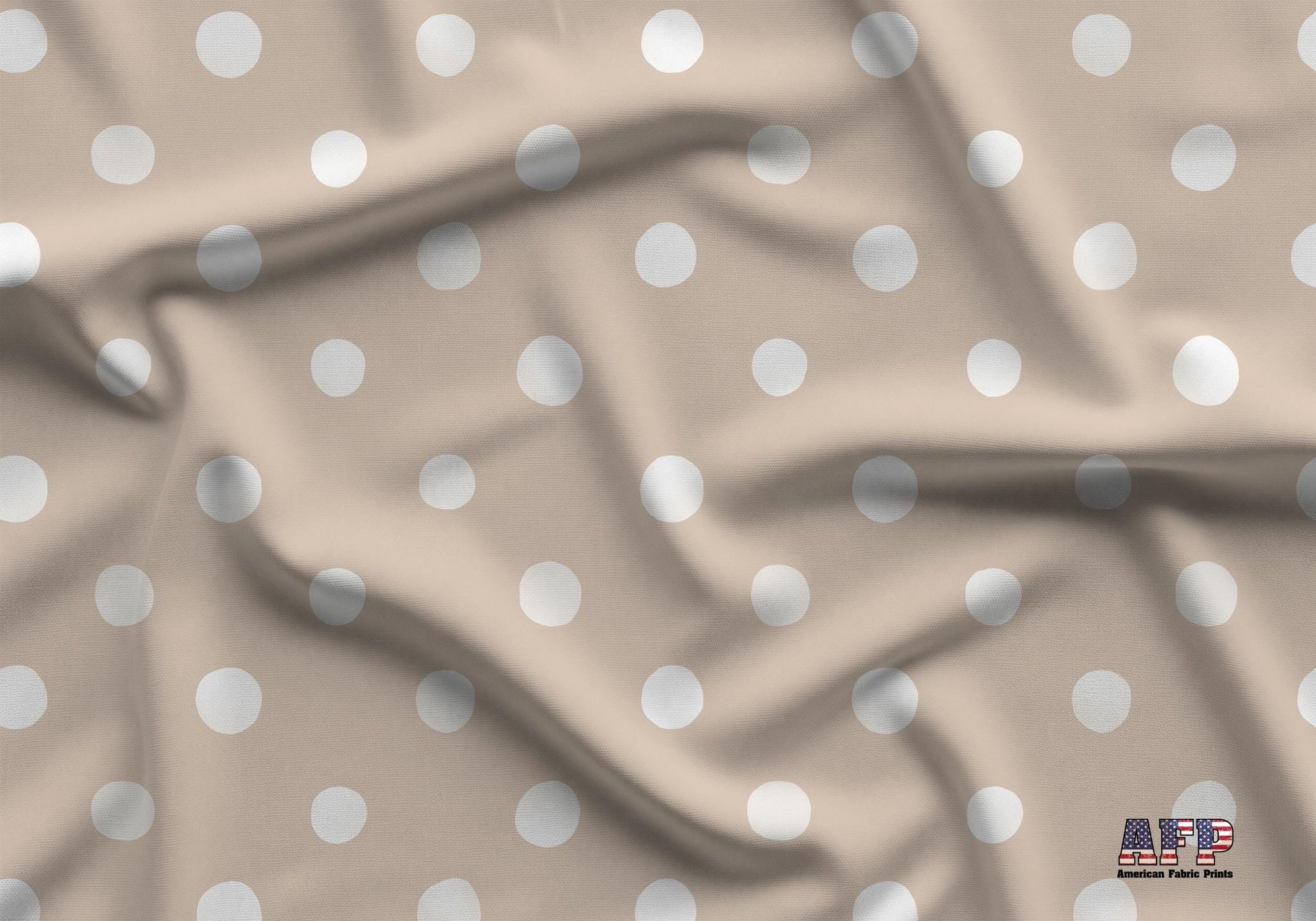 Beige Polka Dot Fabric - Shop now at American Fabric Prints