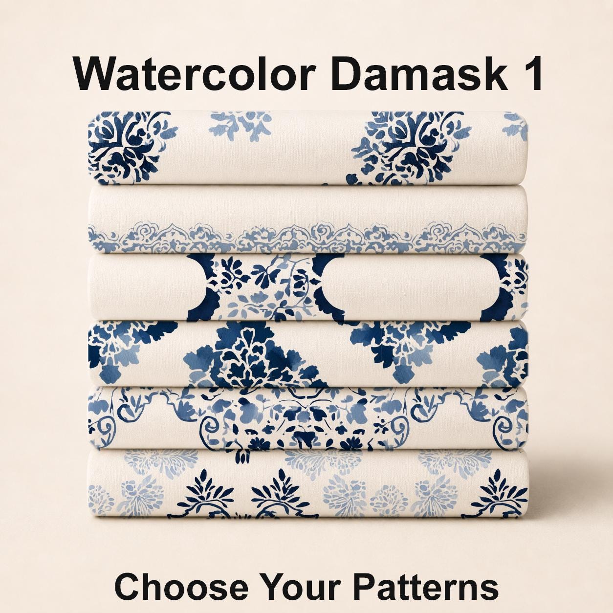 Watercolor Damask 1 Fabric Bundle Set - Shop now at American Fabric Prints
