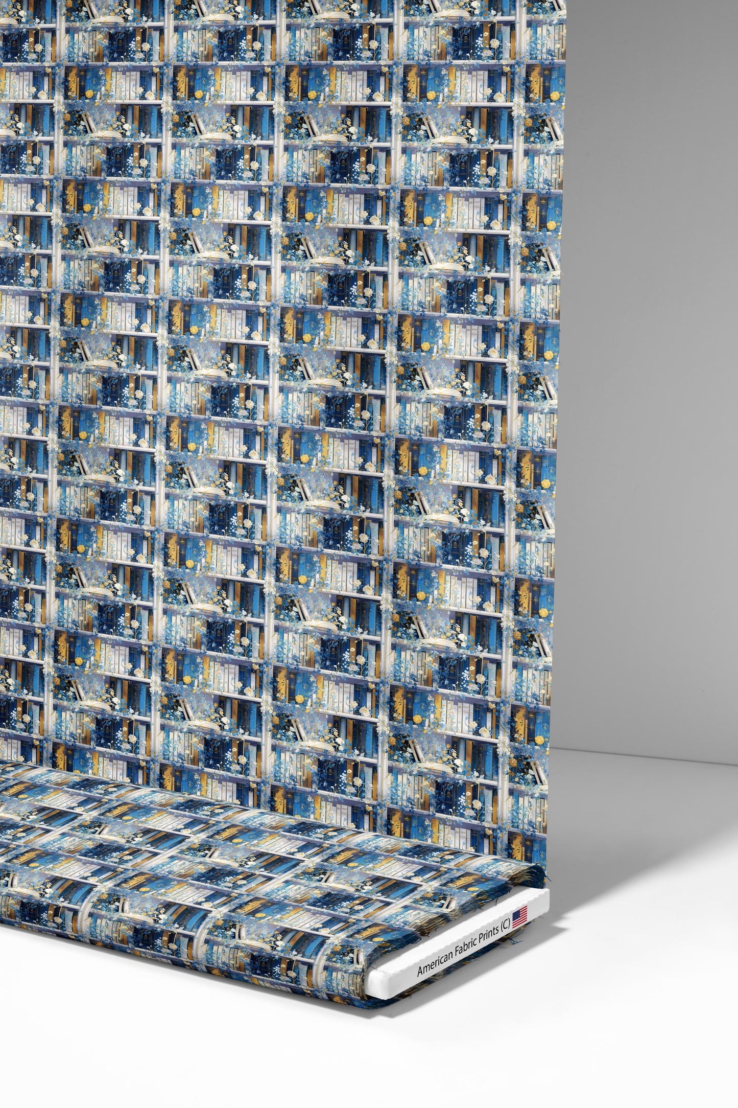 Elegant Bookshelf Fabric - Shop now at American Fabric Prints