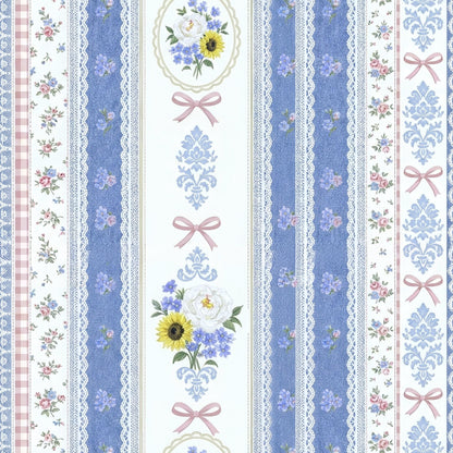 Denim Lace Retro Floral Fabric - Shop now at American Fabric Prints