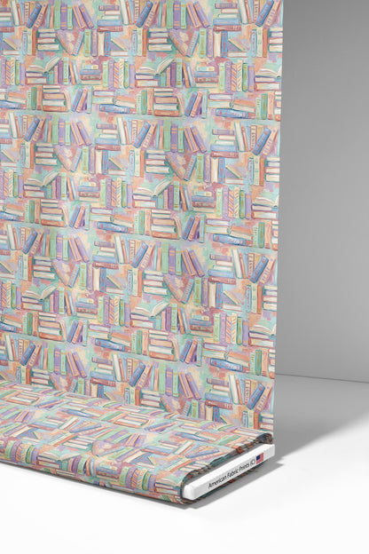 Pastel Books Fabric - Shop now at American Fabric Prints
