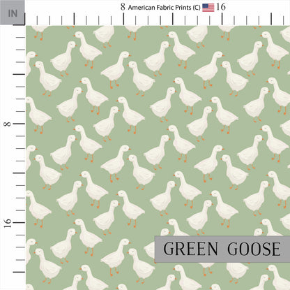 Goose Cotton Quilt Fabric | Yellow Floral | Green Background | Made in the USA | American Fabric Prints