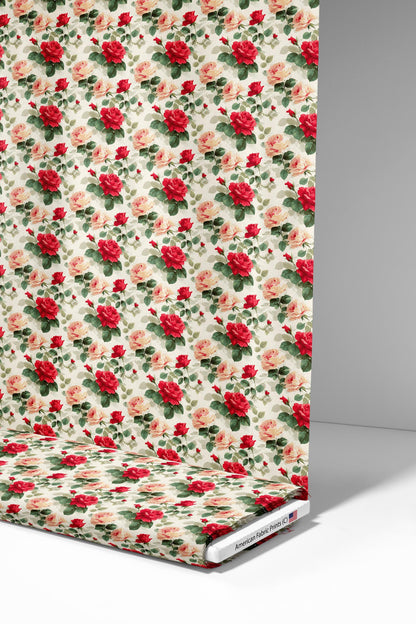 Red Floral Fabric - Shop now at American Fabric Prints