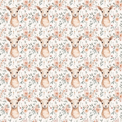 Floral Lamb Quilting Fabric | BOHO Theme | Made in the USA by American Fabric Prints