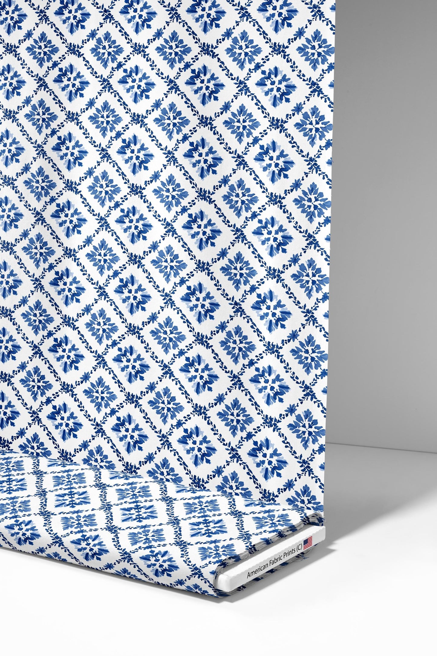 Blue Tiles Fabric - Shop now at American Fabric Prints