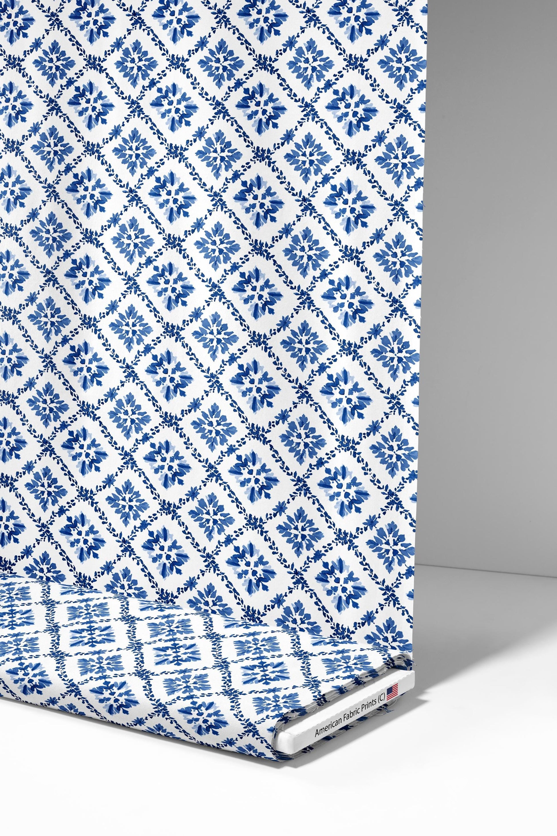Blue Tiles Fabric - Shop now at American Fabric Prints