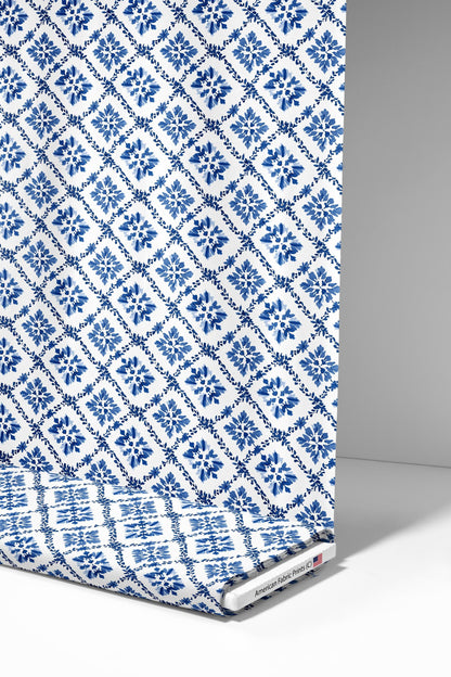 Blue Tiles Fabric - Shop now at American Fabric Prints