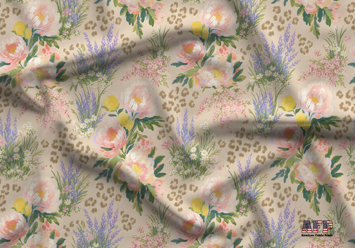 Pastel Floral with Leopard Print Fabric - Shop now at American Fabric Prints