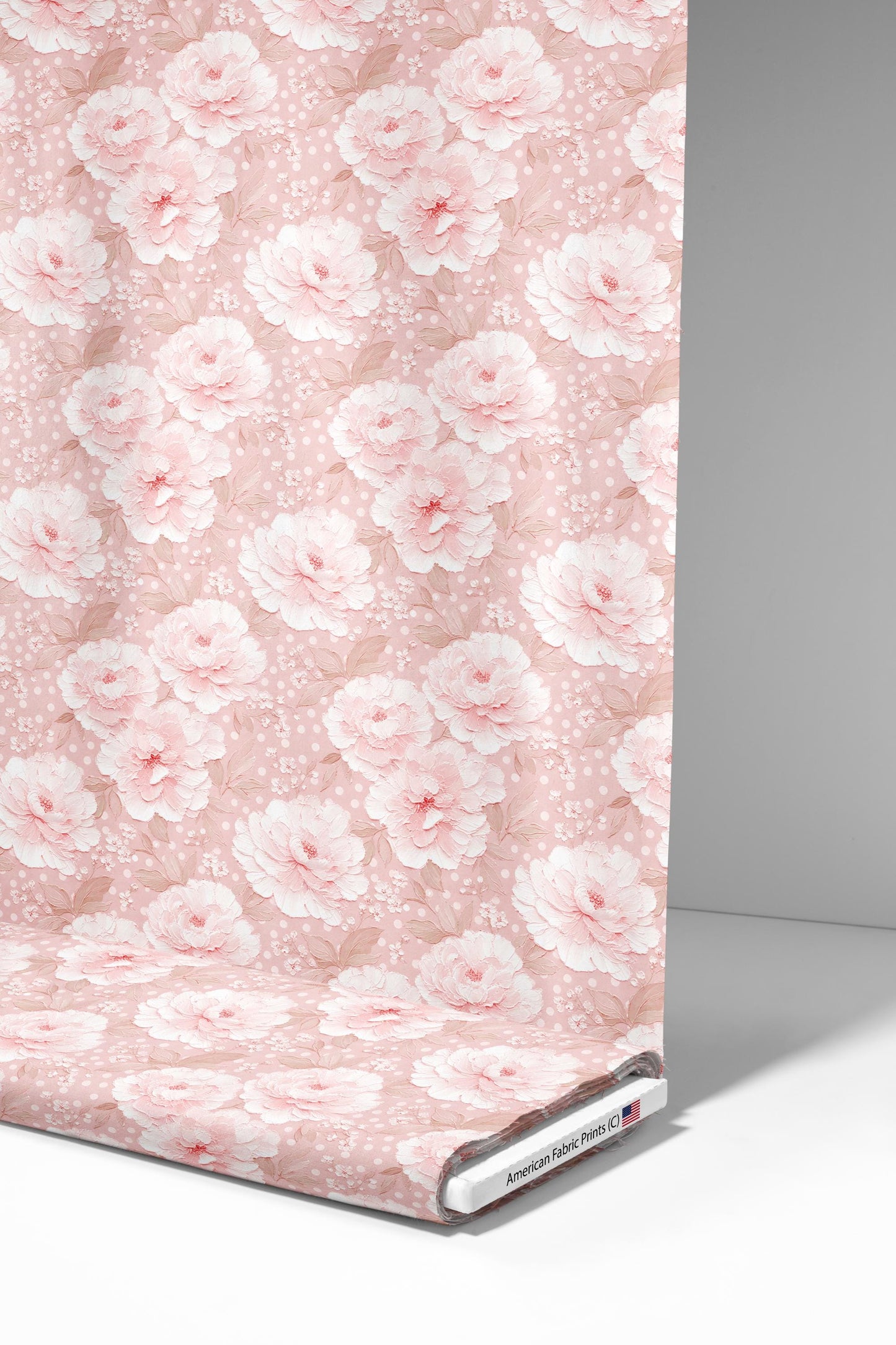 Blush Peony Oil Paint Fabric - Shop now at American Fabric Prints