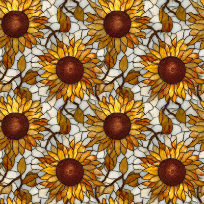Stain Glass Sunflowers Fabric - Shop now at American Fabric Prints