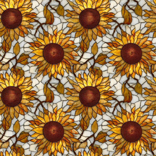 Stain Glass Sunflowers Fabric - Shop now at American Fabric Prints
