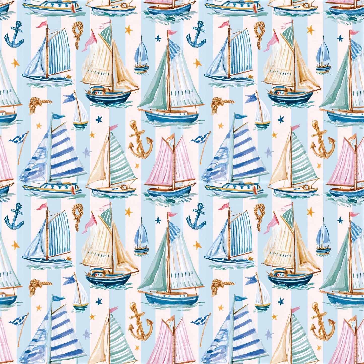 Preppy Sailboats Fabric - Shop now at American Fabric Prints