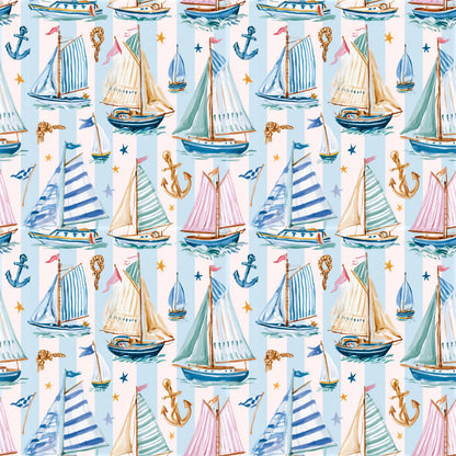 Preppy Sailboats Fabric - Shop now at American Fabric Prints