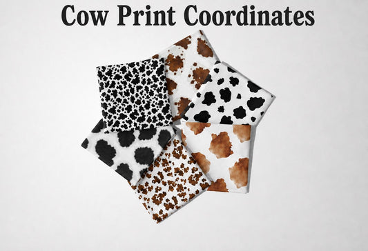 Cow Print Coordinates. Cotton Quilting Fabric. Shop now at American Fabric Prints.