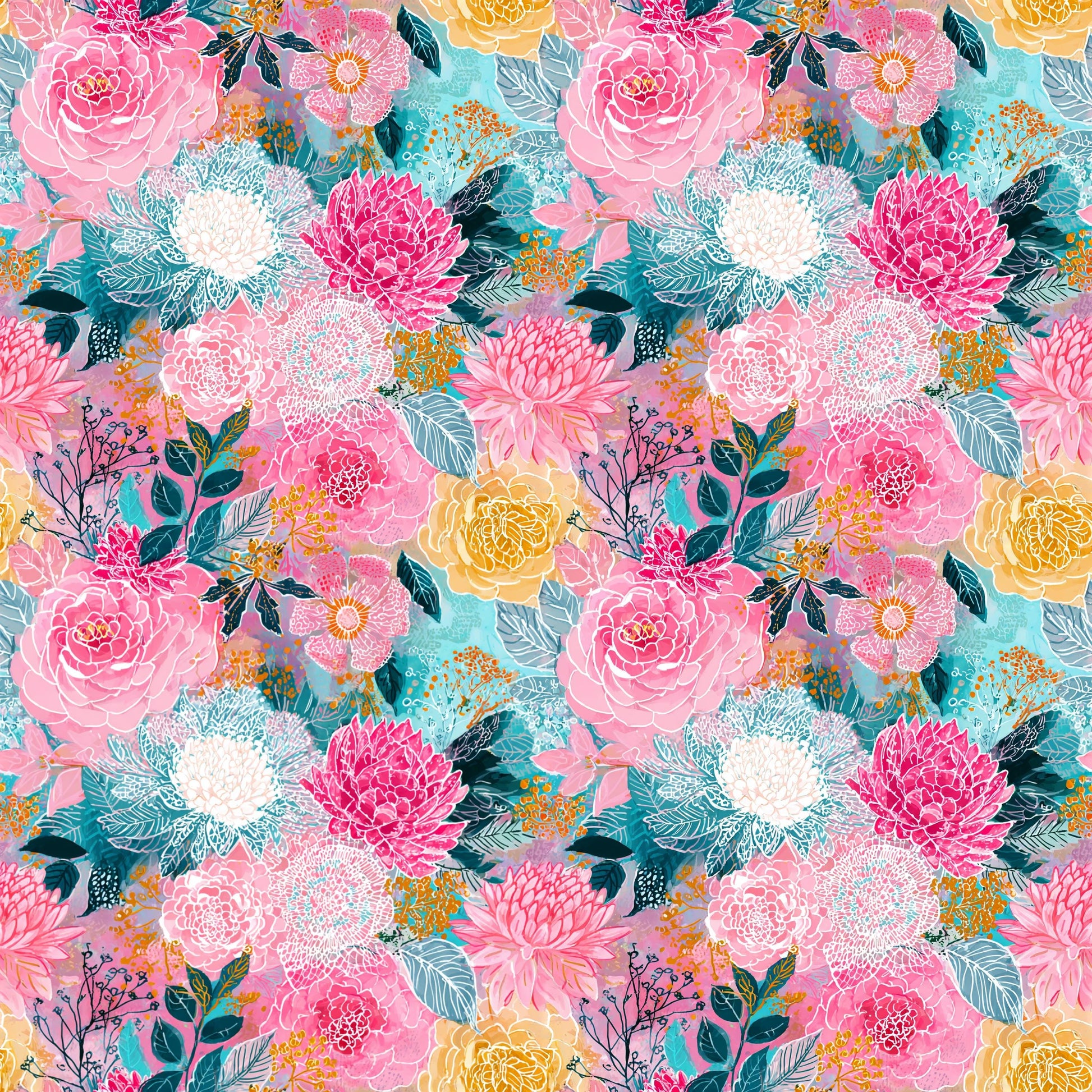 Boho Collage Floral Fabric - Shop now at American Fabric Prints