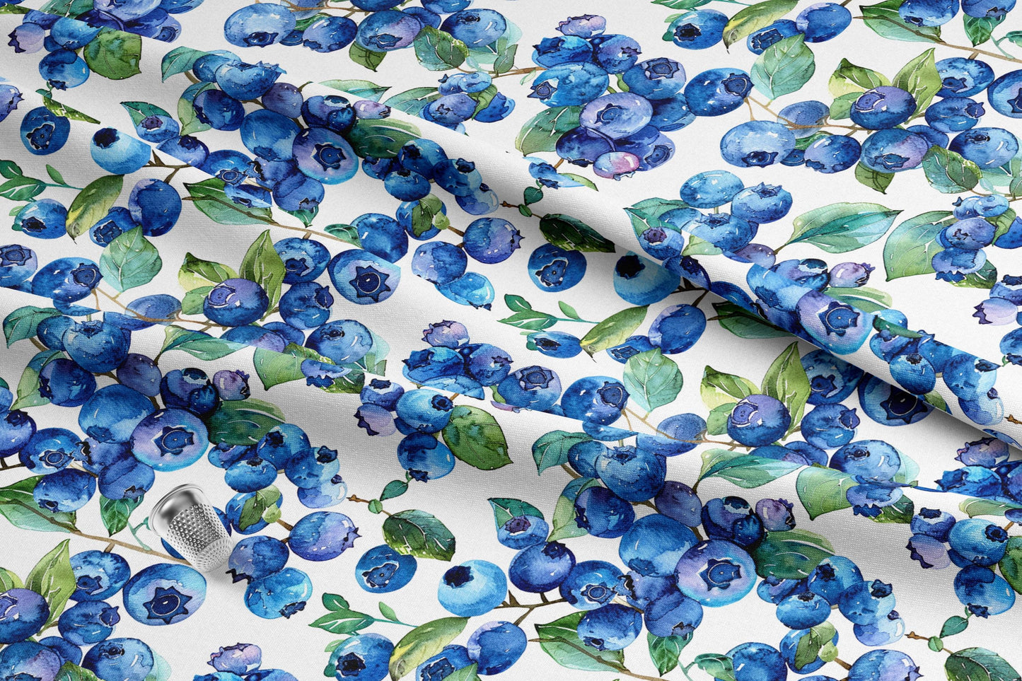 Blueberry Fabric | Premium Cotton Quilt Fabric | Spring Fruit Quilting Cotton | Made in the USA | American Fabric Prints | Blueberry Quilt