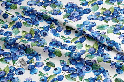 Blueberry Fabric | Premium Cotton Quilt Fabric | Spring Fruit Quilting Cotton | Made in the USA | American Fabric Prints | Blueberry Quilt