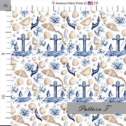 Anchor and Seashells Fabric. Shop now at American Fabric Prints.