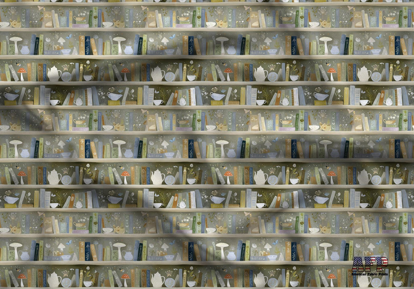 Fairytale Book Shelves Fabric - Shop now at American Fabric Prints
