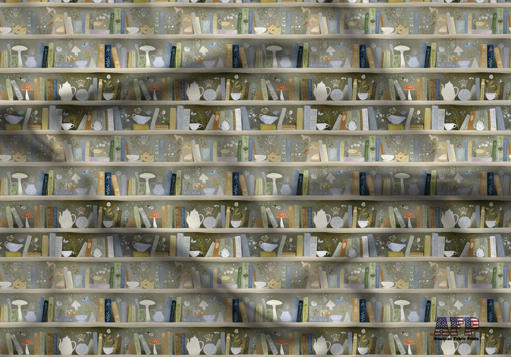 Fairytale Book Shelves Fabric - Shop now at American Fabric Prints