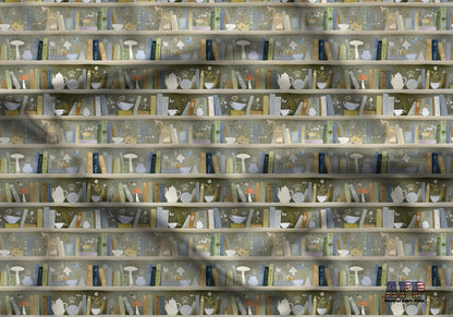Fairytale Book Shelves Fabric - Shop now at American Fabric Prints