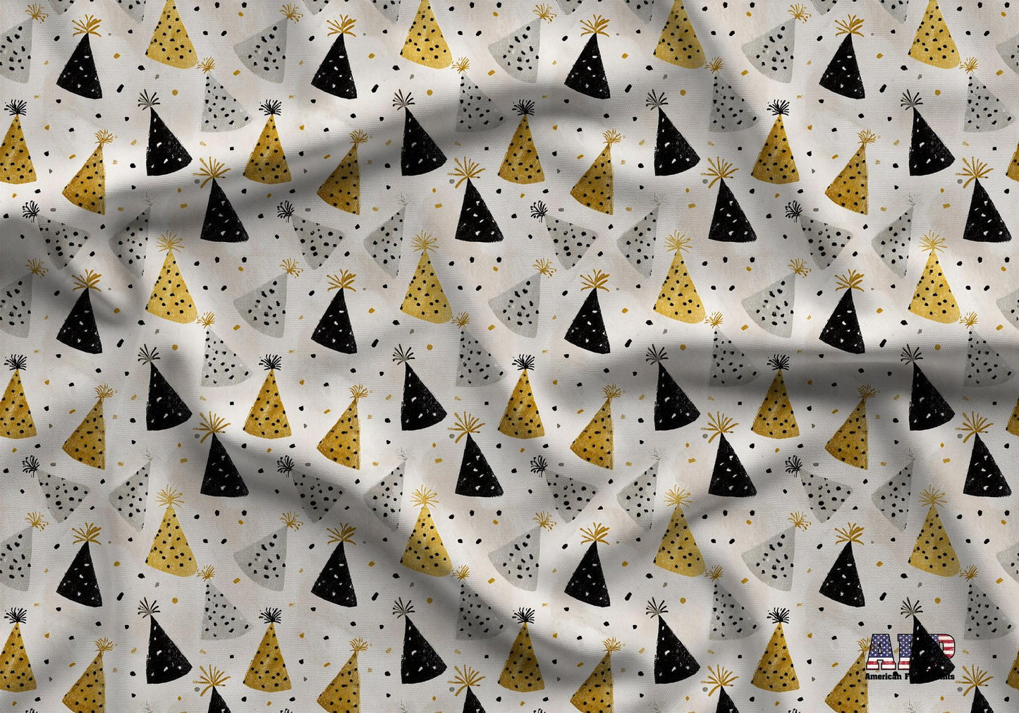 Vintage New Years Party Hats Fabric - Shop now at American Fabric Prints