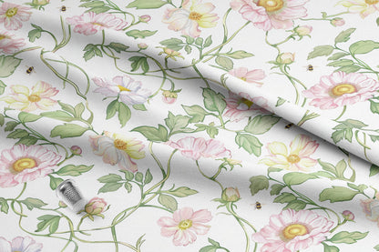 Premium Floral quilting fabric with bees. Premium Cotton Quilt Fabric. Made in-house by us @AmericanFabricPrints.
