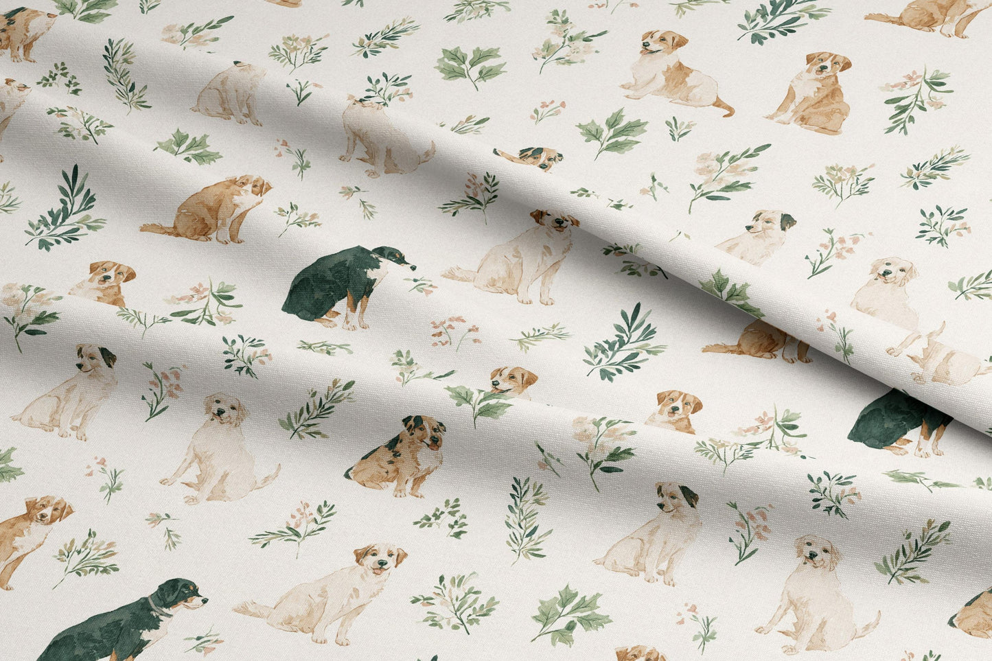 Floral Dogs Quilt Fabric | Premium Cotton Quilt Fabric with Flowers and Dogs Pattern | Made in the USA | American Fabric Prints | Dog Fabric