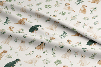 Floral Dogs Quilt Fabric | Premium Cotton Quilt Fabric with Flowers and Dogs Pattern | Made in the USA | American Fabric Prints | Dog Fabric