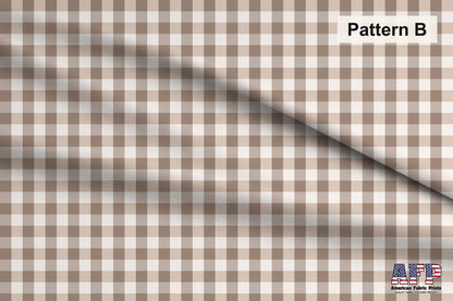 Neutral Gingham Fabrics. Pattern B. Shop now at American Fabric Prints.