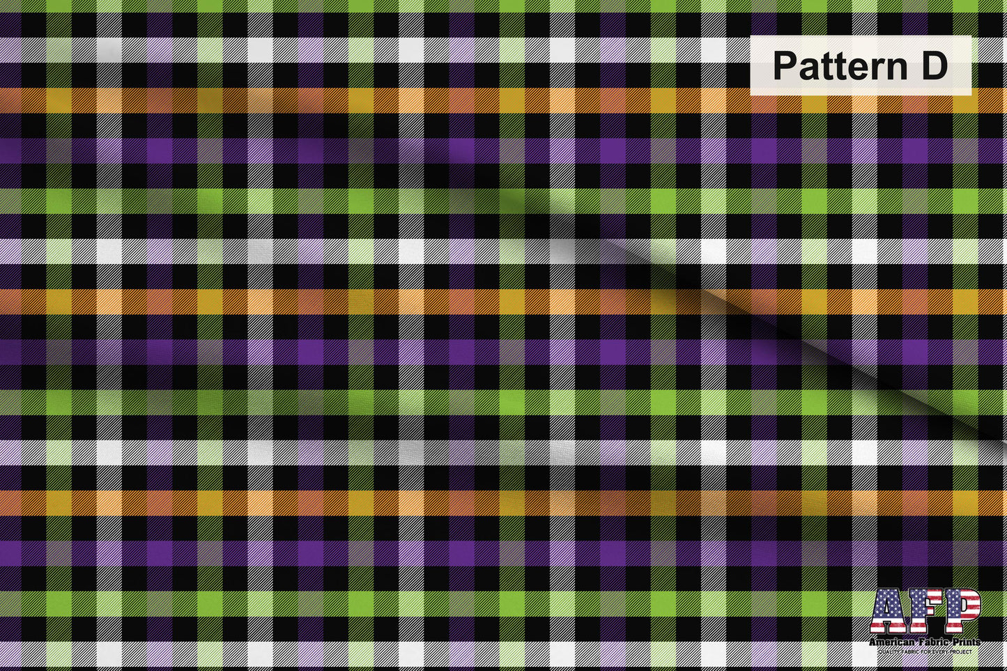 Halloween Plaid 4 Fabric Collection. Choose Your Patterns for your Spooky Plaid creation.  Pattern D Shown. Shop now at American Fabric Prints.