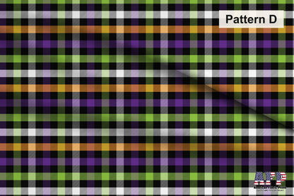 Halloween Plaid 4 Fabric Collection. Choose Your Patterns for your Spooky Plaid creation.  Pattern D Shown. Shop now at American Fabric Prints.