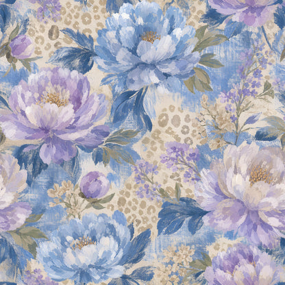 Purple Peony Leopard Fabric - Shop now at American Fabric Prints
