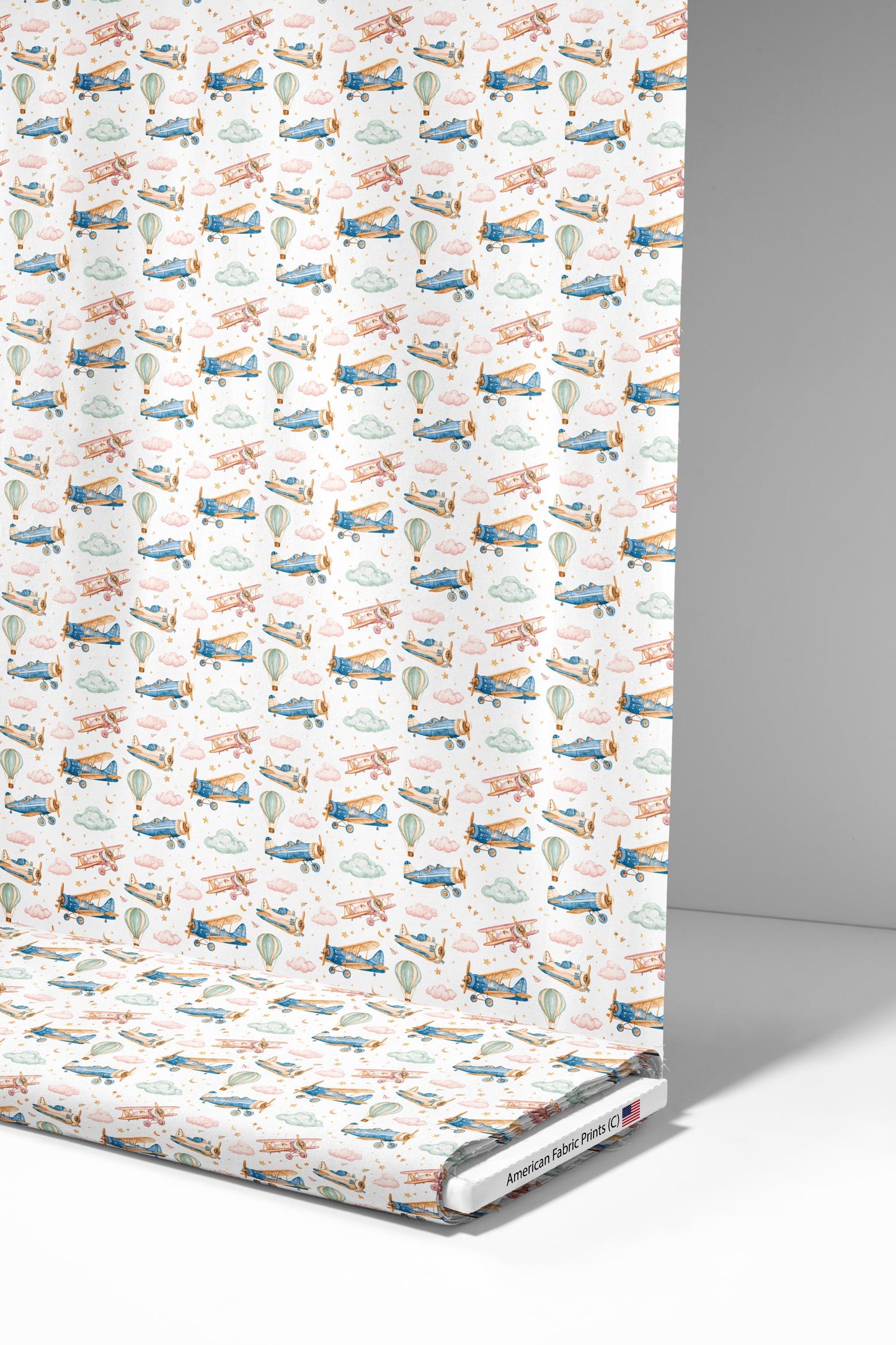 Preppy Nursery Air Planes Fabric - Shop now at American Fabric Prints