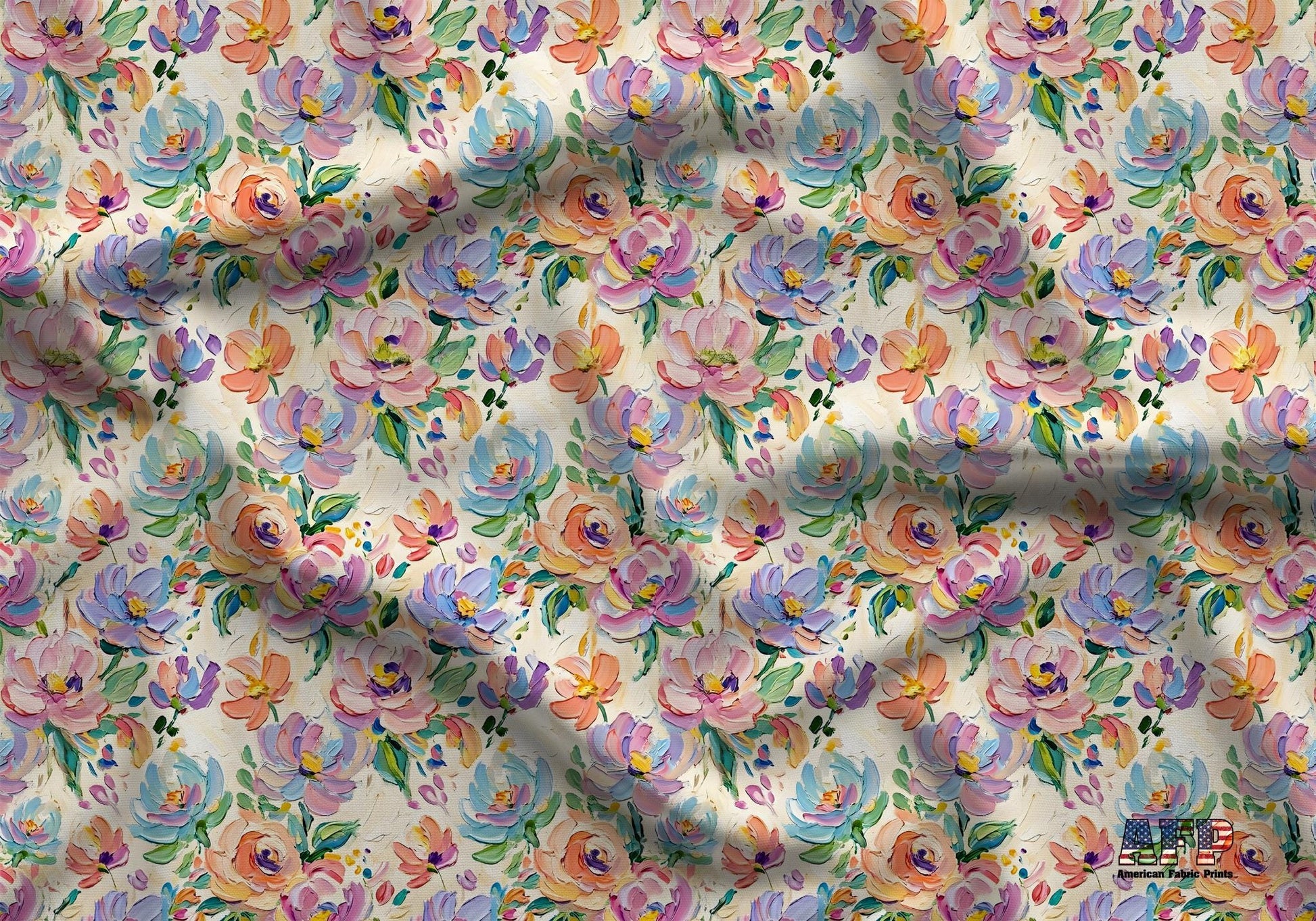 Colorful Painted Floral Fabric - Shop now at American Fabric Prints