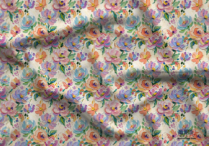 Colorful Painted Floral Fabric - Shop now at American Fabric Prints