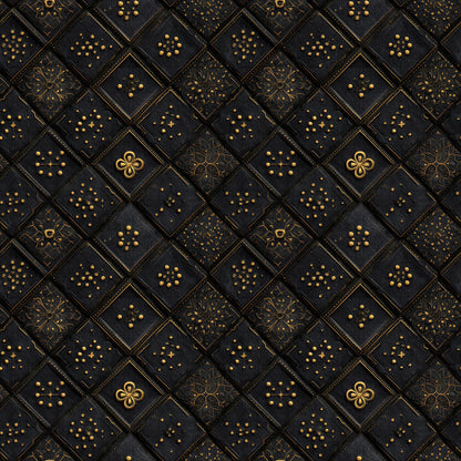 Black and Gold Tiles Fabric - Shop now at American Fabric Prints