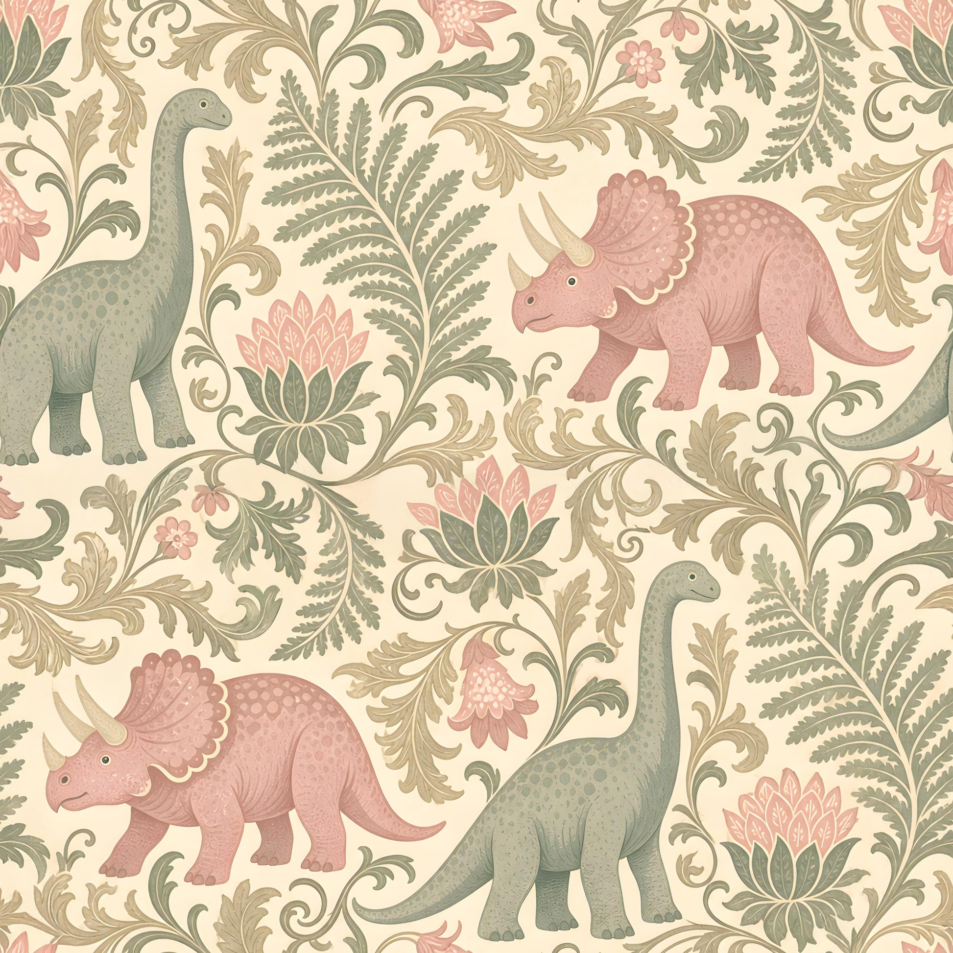 Vintage Pink Dinosaurs Fabric - Shop now at American Fabric Prints