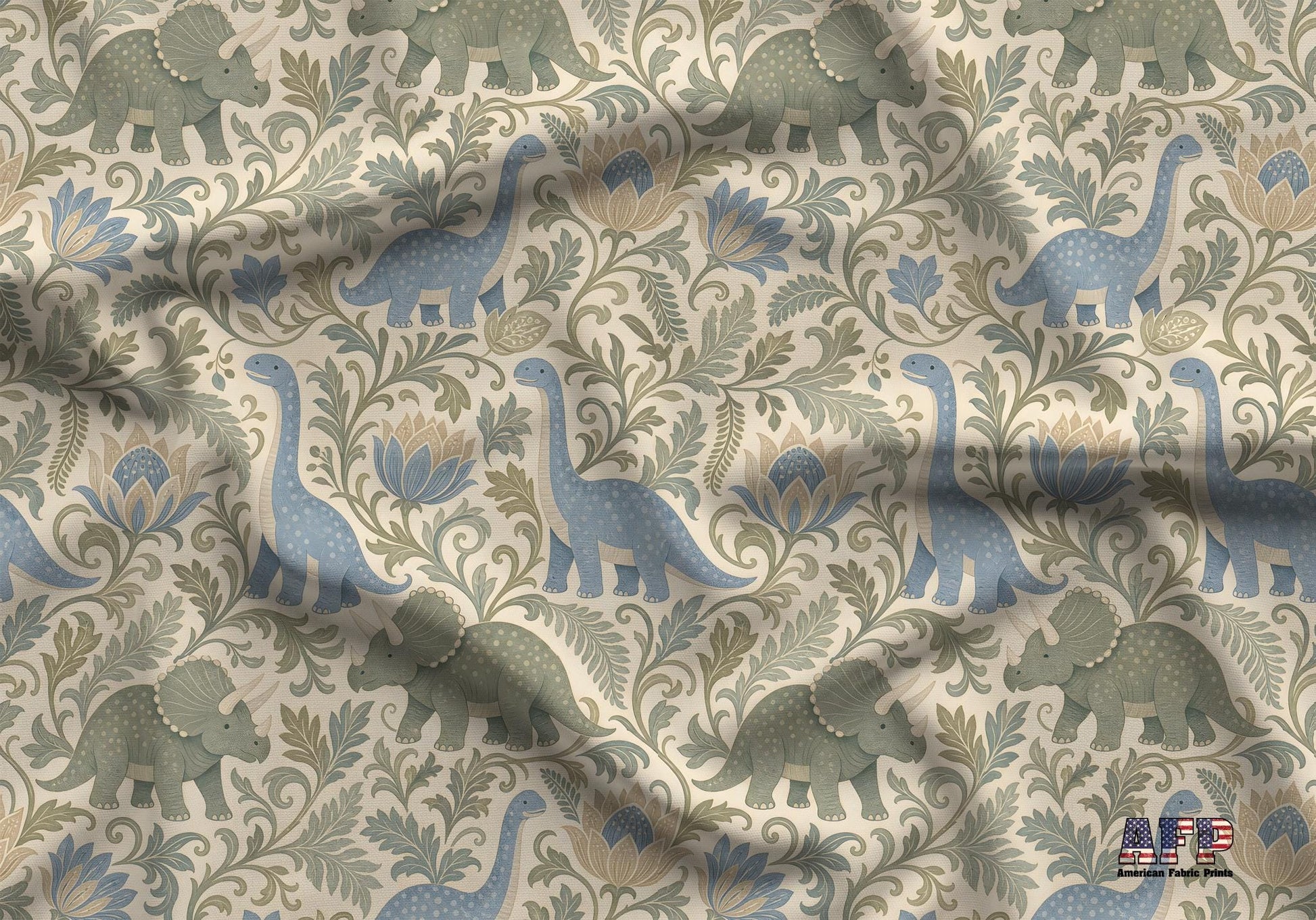 Victorian Dinosaurs Fabric - Shop now at American Fabric Prints