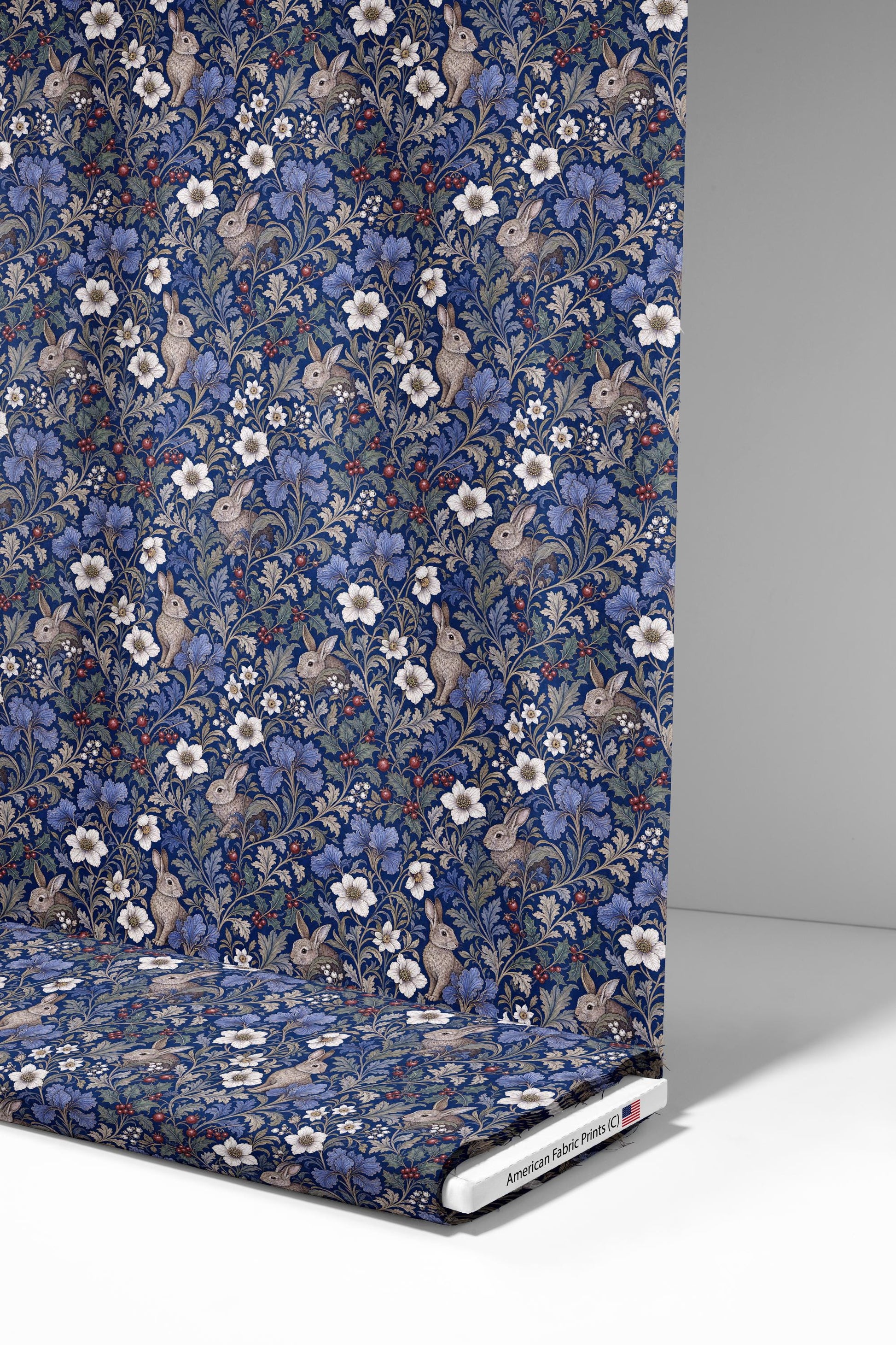 Vintage Floral Bunny Fabric - Shop now at American Fabric Prints
